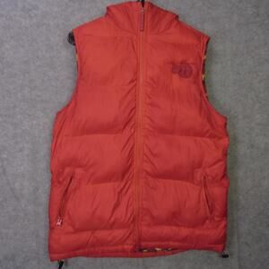 Sniper Gang Vest Mens Small Red Hooded Puffer Insulated Padded Camo Full Zip